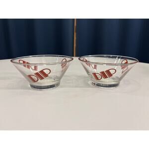 Vintage 1970's Wheaton Glass "DIP" Bowls with Brick Red MOD Typography